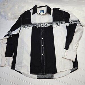Vintage Wrangler Shirt Men's XL Aztec Southwestern Pearl Snap Western 90s B/W